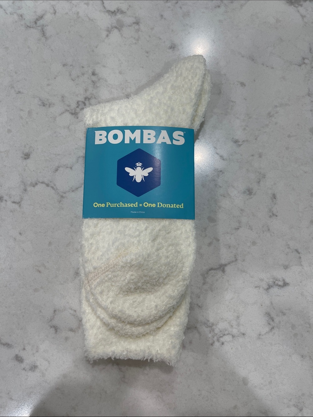 Bombas Cream Cozy Plush Crew Socks